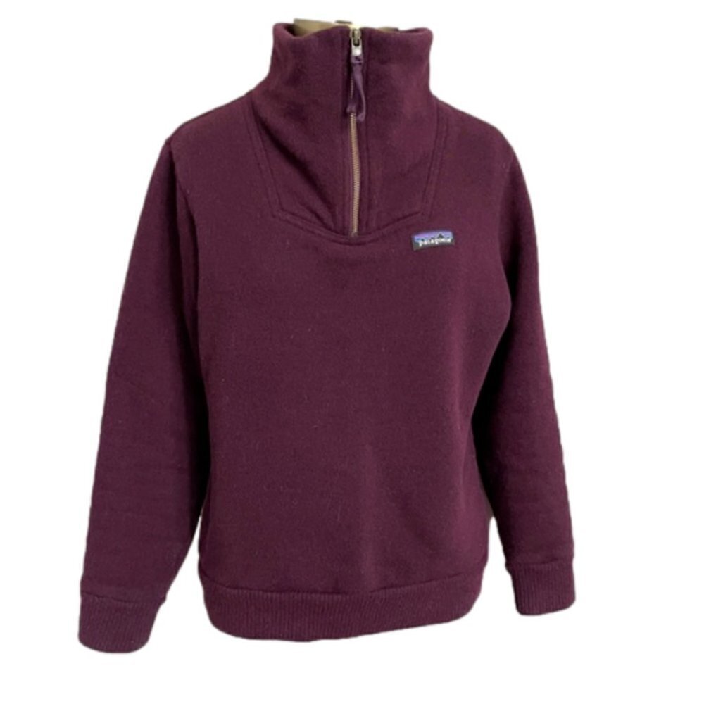 Patagonia Deep Plum Woolie Fleece 1/4 Zip Pullover Top - S ♻️ - Picture 3 of 11